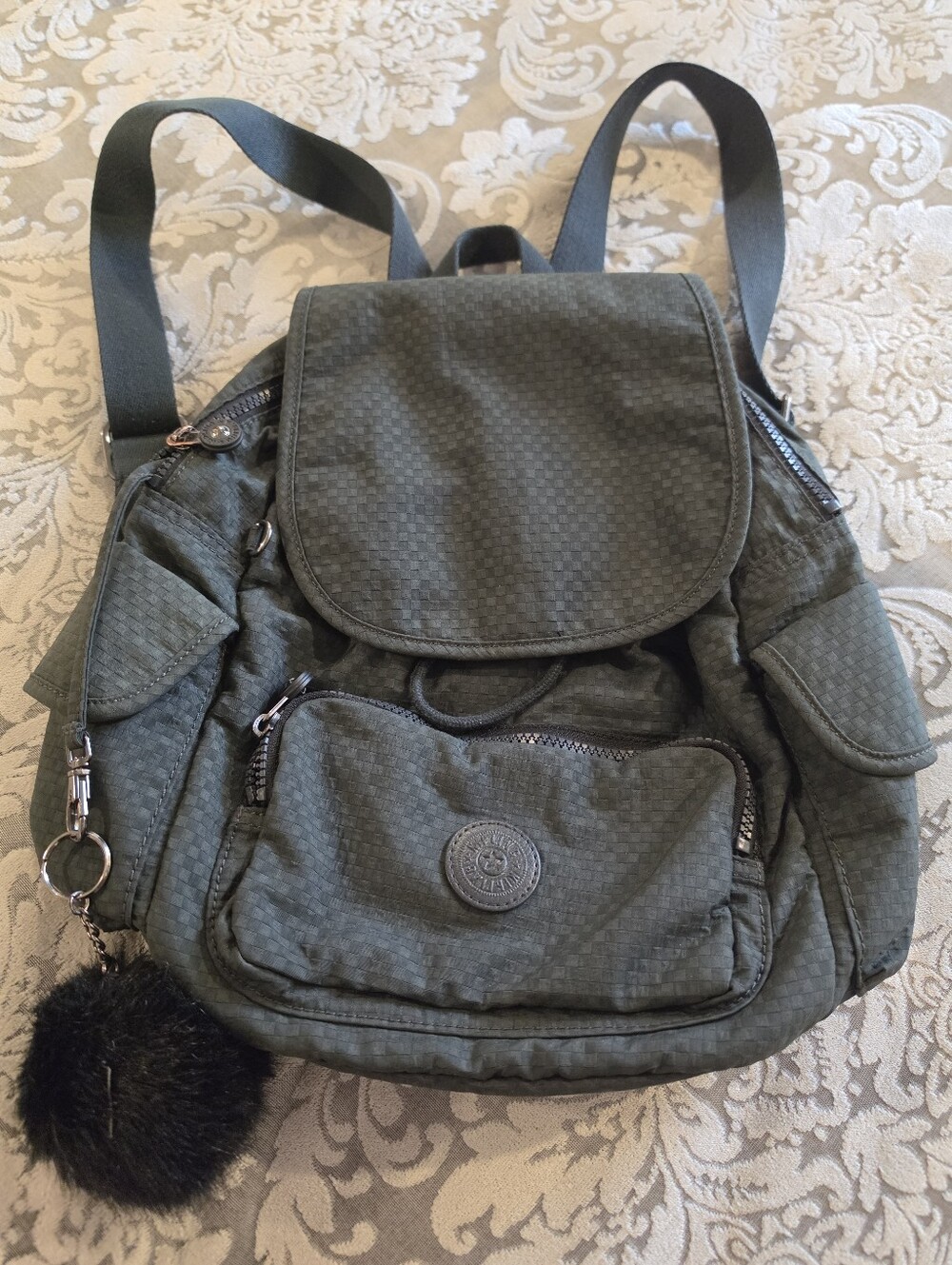 Kipling City Pack Mini Backpack in Signature Green Embossed (Gently Used)